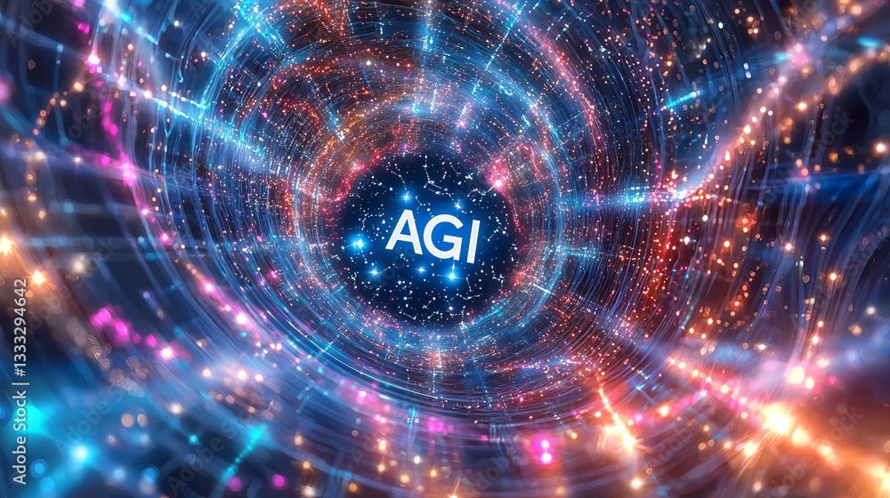 Obraz premium AGI Artificial general Intelligence Abstract digital technology background design.