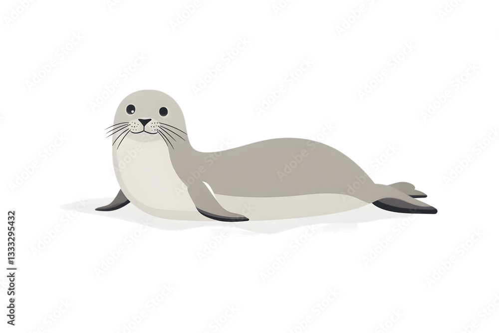 Cute Seal Resting on Ice Floe Wildlife Illustration Cartoon Animal Cute Seal Resting on Ice Floe Wildlife Illustration Cartoon Animal