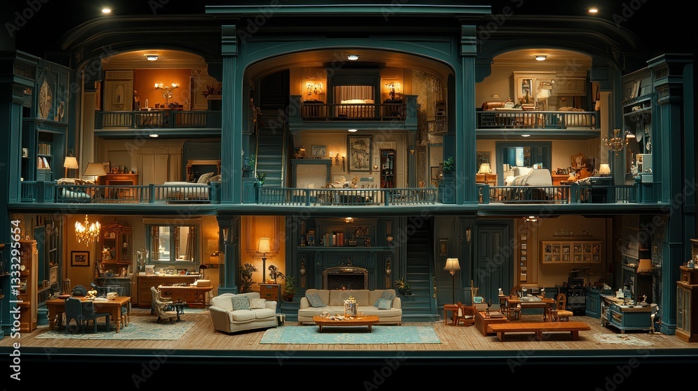 Detailed miniature dollhouse
