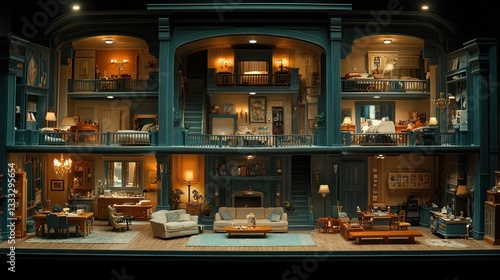 Obraz na płótnie Detailed miniature dollhouse w salonie