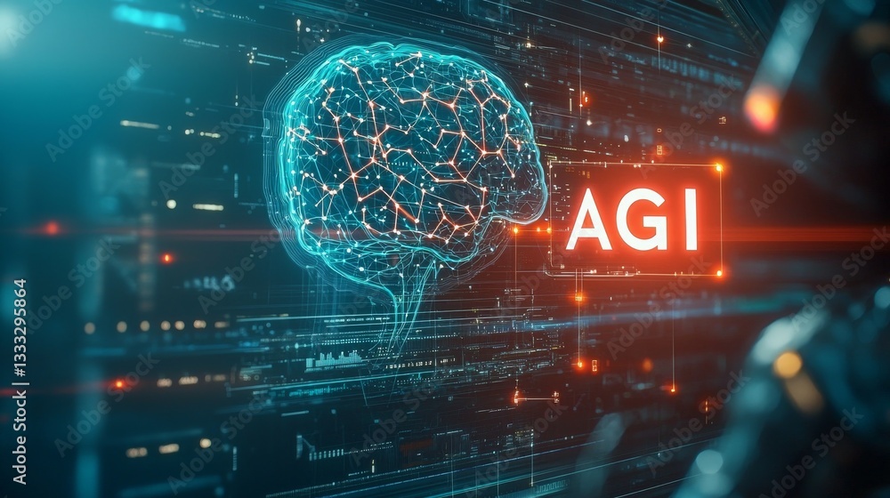 Obraz premium AGI Artificial general Intelligence Futuristic representation of artificial intelligence.