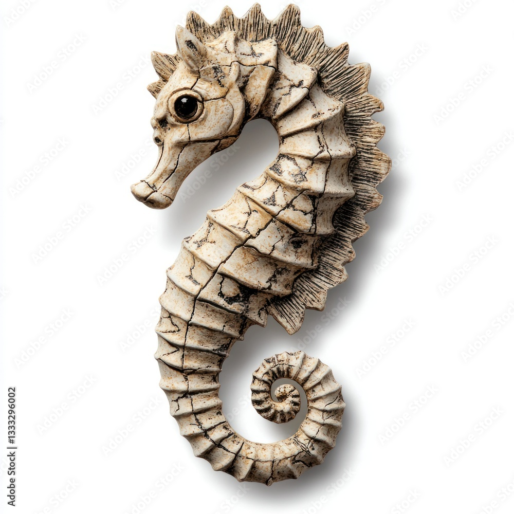 Fototapeta premium Studio shot of a seahorse-shaped coastal frame, isolated with soft lighting, creating a professional and versatile look