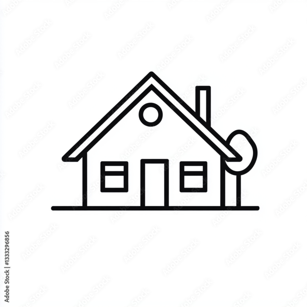 Minimalist home symbol in black outline for real estate or app design Minimalist home symbol in black outline for real estate or app design