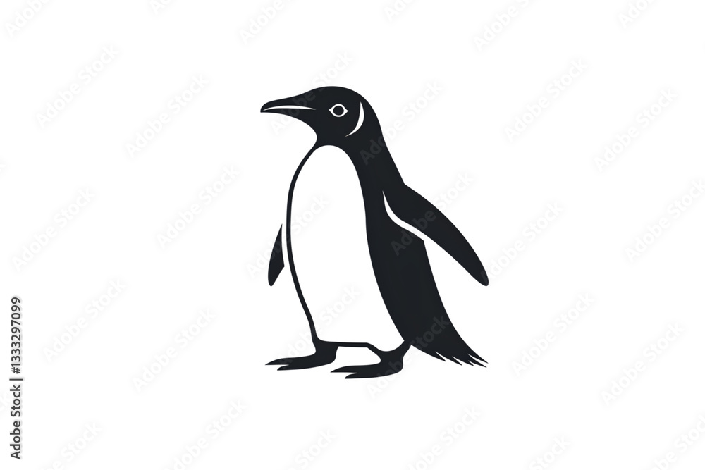 Naklejka premium Silhouette of a Penguin Standing Minimalist Design for Nature and Wildlife Themes