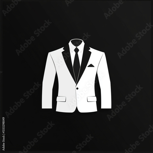 Black and white tuxedo suit with tie elegant formalwear
