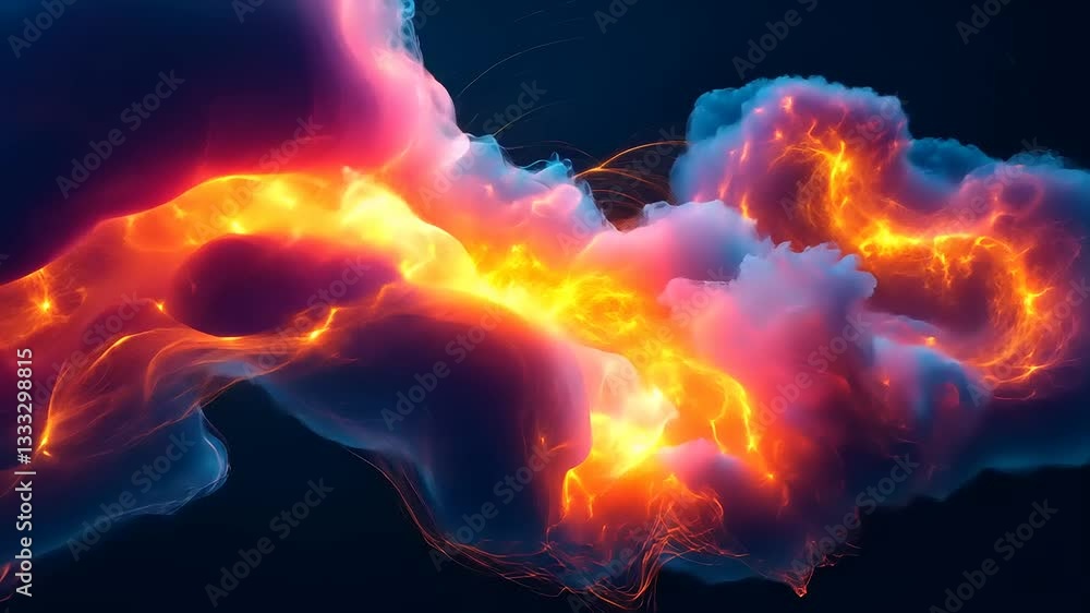 Vibrant abstract clouds with fiery orange and blue hues swirling against a dark backdrop, evoking energy Vibrant abstract clouds with fiery orange and blue hues swirling against a dark backdrop, evoking energy
