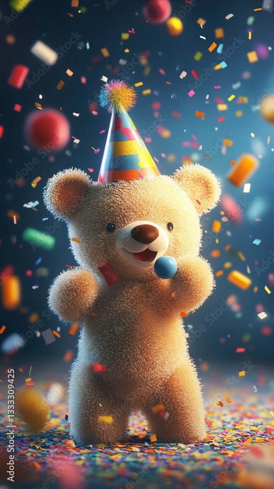 custom made wallpaper toronto digitalArt Cute Cartoon Scene Colors 9:16 Year Blowing Noisemaker