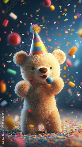 Wallpaper Mural Art Cute Cartoon Scene Colors 9:16 Year Blowing Noisemaker Torontodigital.ca