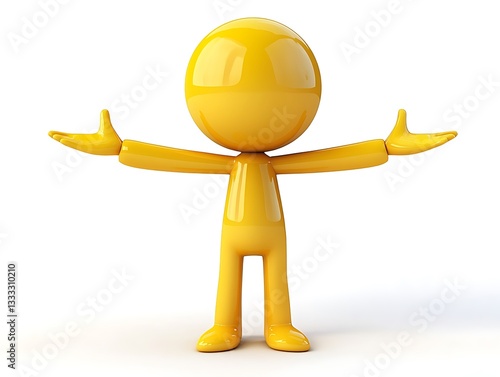 Expressive yellow character with open arms bright studio 3d illustration