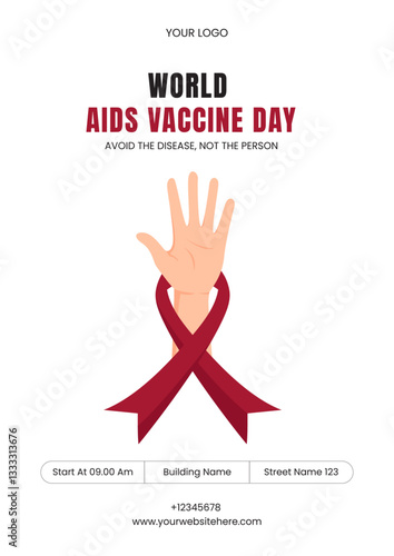 World AIDS Vaccine Day Social Media Flyer Template with Cartoon Illustration