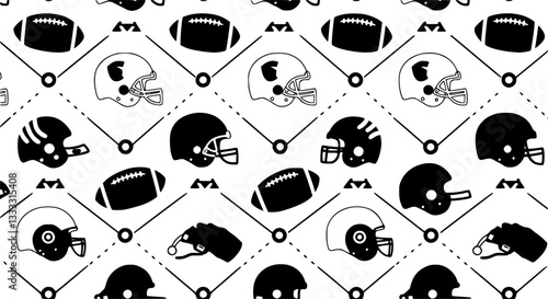 vector football pattern. Pattern ball and helmet
