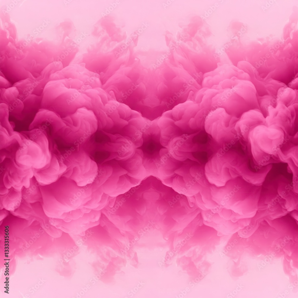 Fototapeta premium Abstract pink ink cloud, swirling in water. Bold color explosion, dynamic smoke effect, artistic background.