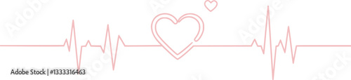 Concept heartbeat pulse with heart outline style with editable stroke vector illustration isolated
