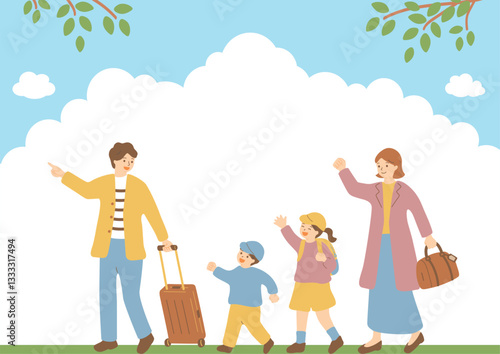 旅行を楽しむ家族