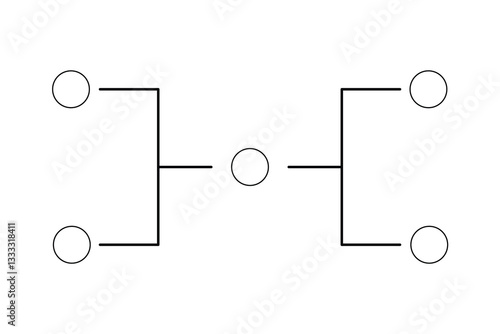 Simple black tournament bracket with club logo template for 4 teams isolated on white