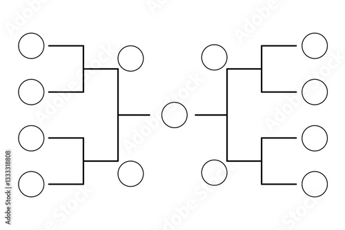 Simple black tournament bracket with club logo template for 8 teams isolated on white