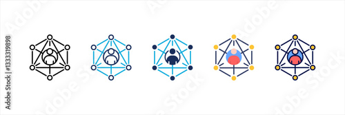 Connected User Multi Style Icon Set