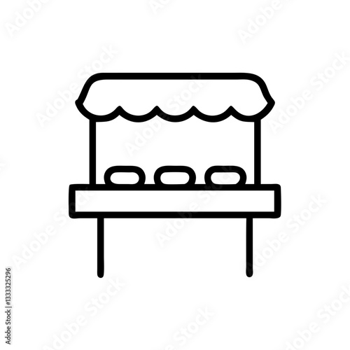 Market stall, minimalistic mood, simple line art style, food display