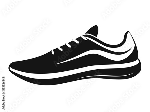 High-Quality Black Running Shoe Silhouette Vector Motion-Inspired Illustration on Transparent Background