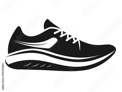 High-Quality Black Running Shoe Silhouette Vector Motion-Inspired Illustration on Transparent Background