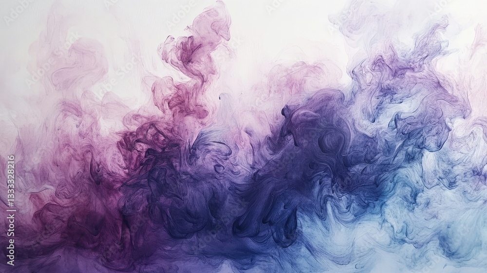 Fototapeta premium Abstract colorful smoke swirls in shades of purple, pink, and blue creating a dreamy and ethereal background design