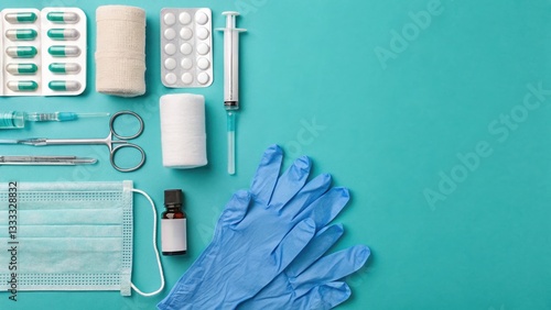 Medical Supplies Flat Lay