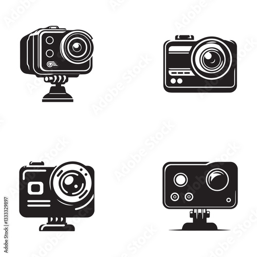 Dash cam silhouette on white background. Dash cam icon