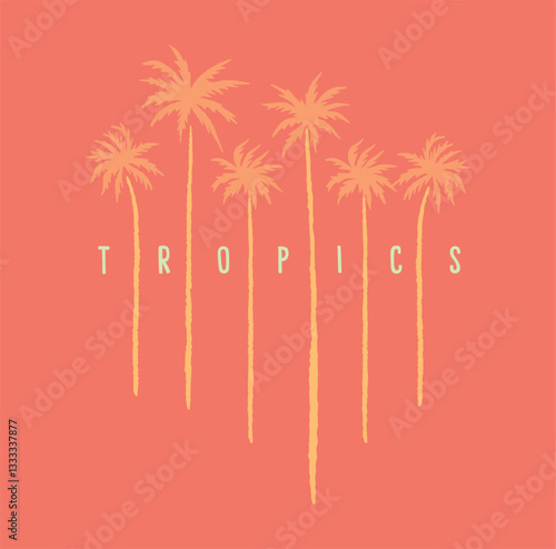 Stylized illustration of tropical palm tree silhouettes.