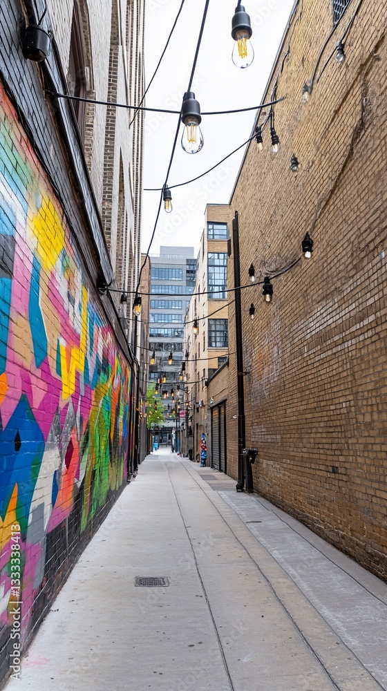 Fototapeta premium Colorful Urban Alleyway Graffiti Art Mural