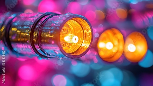 Close-up of illuminated waterproof string lights photo