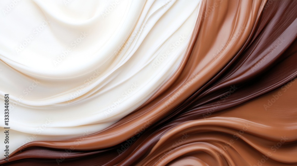 Obraz premium Elegant artistry cream and chocolate swirls in culinary presentation