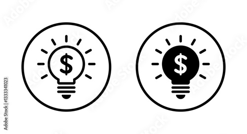 Light bulb with dollar currency icon on circle line. Money idea sign symbol