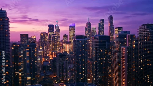 Wallpaper Mural Mesmerizing urban skyline at twilight, captivating cityscape view with vibrant lights Torontodigital.ca