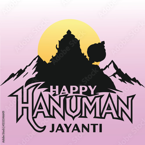 Happy Hanuman Jayanti festival, celebration of the birth of Lord Hanuman, greeting card post vector with typography art design.