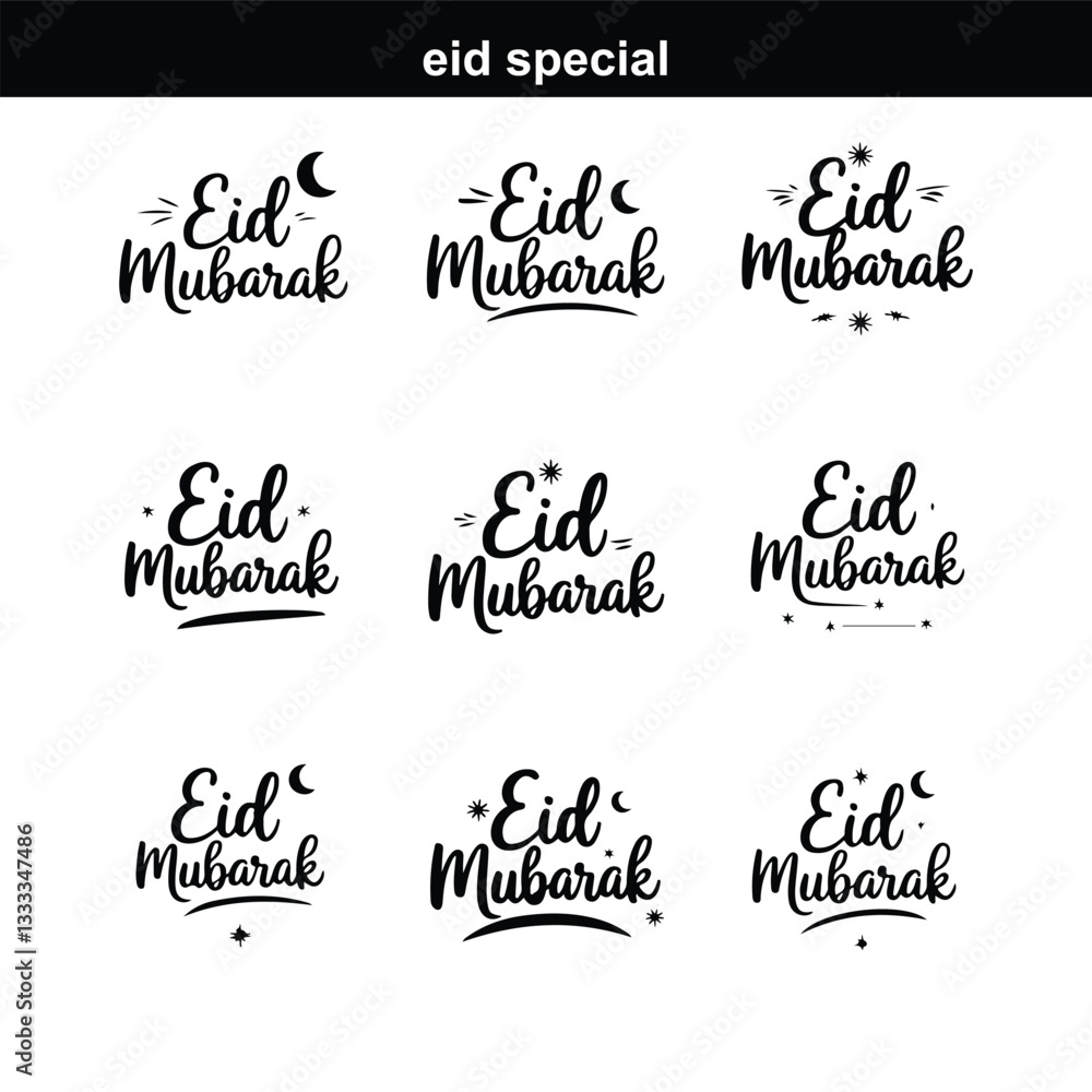 Happy Eid. Calligraphy set. Vector logo, emblems, text design. Usable for banners, greeting cards, Eid Adha and Fitr Arabic calligraphy - collection, set, package designs Eid Mubarak - Calligraphy tex Happy Eid. Calligraphy set. Vector logo, emblems, text design. Usable for banners, greeting cards, Eid Adha and Fitr Arabic calligraphy - collection, set, package designs Eid Mubarak - Calligraphy tex