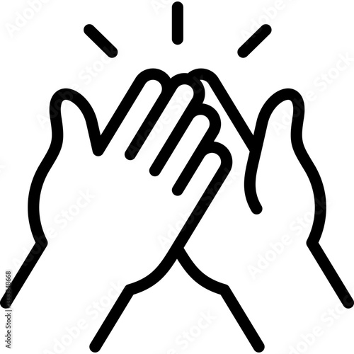 high five icon illustration design with outline
