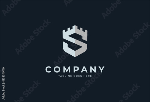 Initial S shield security logo design template, vector illustration