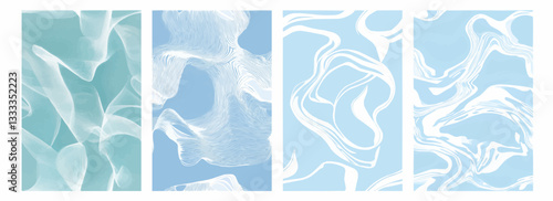 Wallpaper Mural Flowing Dynamic Shapes in White on a Pastel Sky Blue Background Vector Illustration Torontodigital.ca