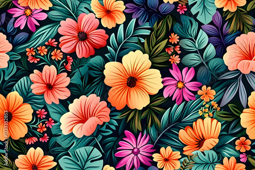 Densely packed tiny blossoms in a variety of colors, rendered in watercolor
