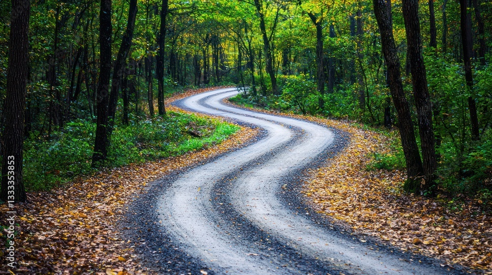 Fototapeta premium Serene Autumnal Forest Road