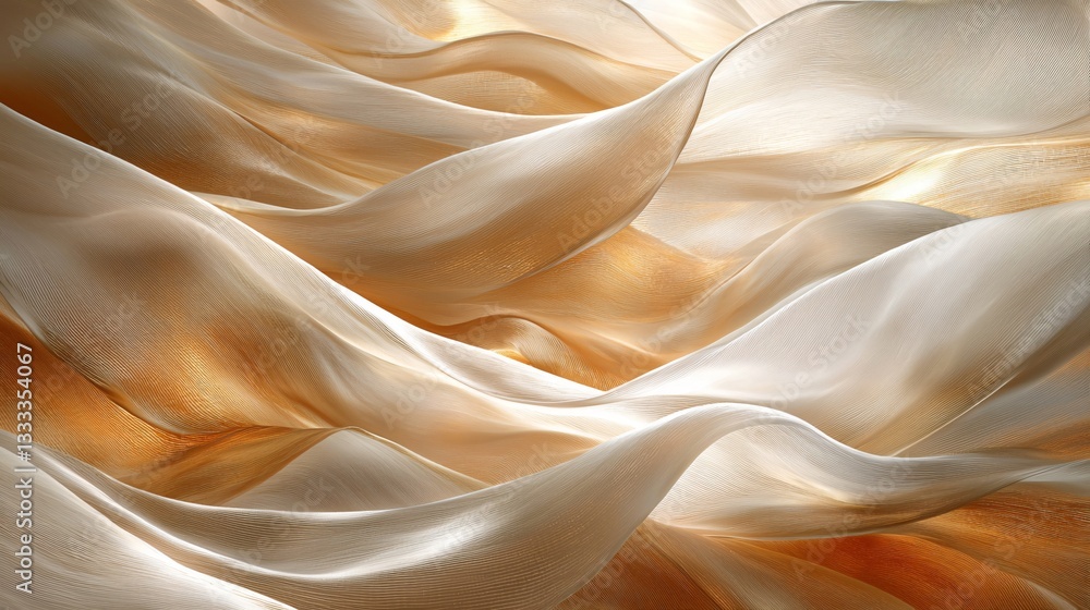Fototapeta premium Flowing Silk Textures Studio Setting Abstract Material Photography Soft Lighting Close-Up View Elegance and Motion