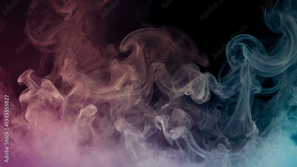 Fototapeta premium Mesmerizing Atmospheric Smoke Swirling in Abstract Colorful Background, Close-Up Artistic Visual