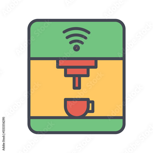 Coffee Maker with Wi-Fi Vector Icon