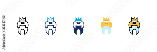 Tooth Crown Multi Style Icon Set