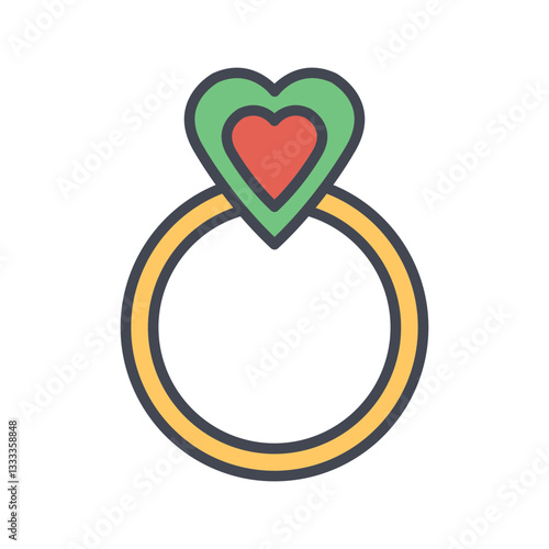 Heart Shaped Ring Vector Icon