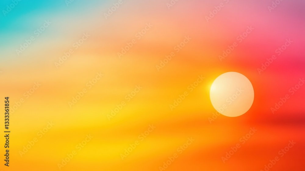 Vibrant skies and serenity a wide view of nature's peaceful sunset Vibrant skies and serenity a wide view of nature's peaceful sunset