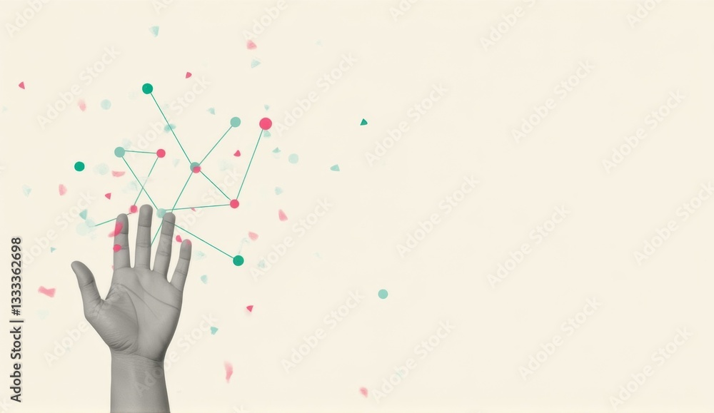 Abstract financial growth concept with hand and data connections Abstract financial growth concept with hand and data connections