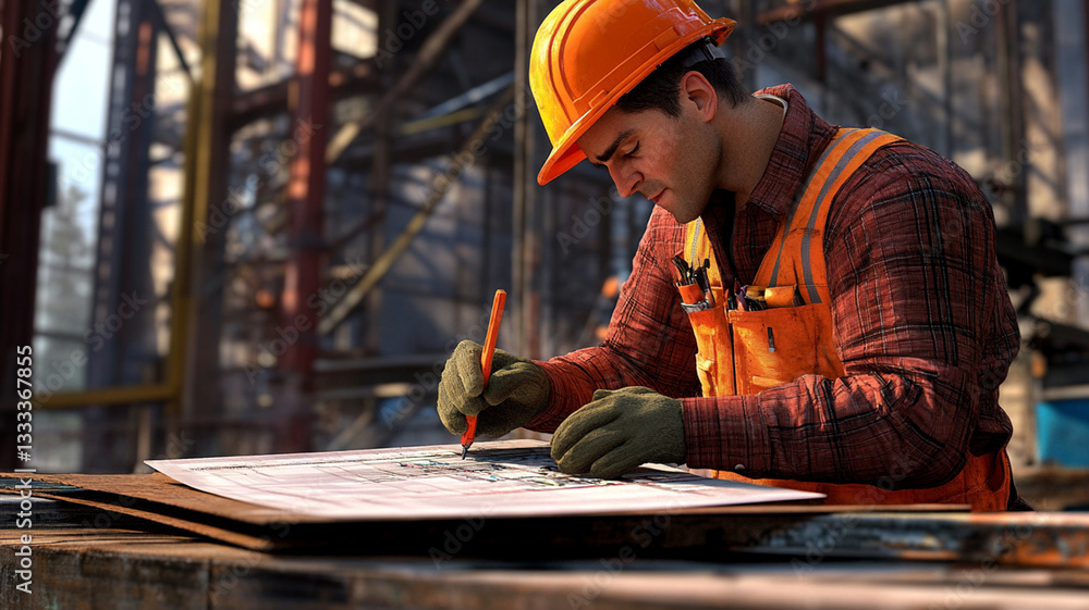 Confident architect standing at construction site Confident architect standing at construction site