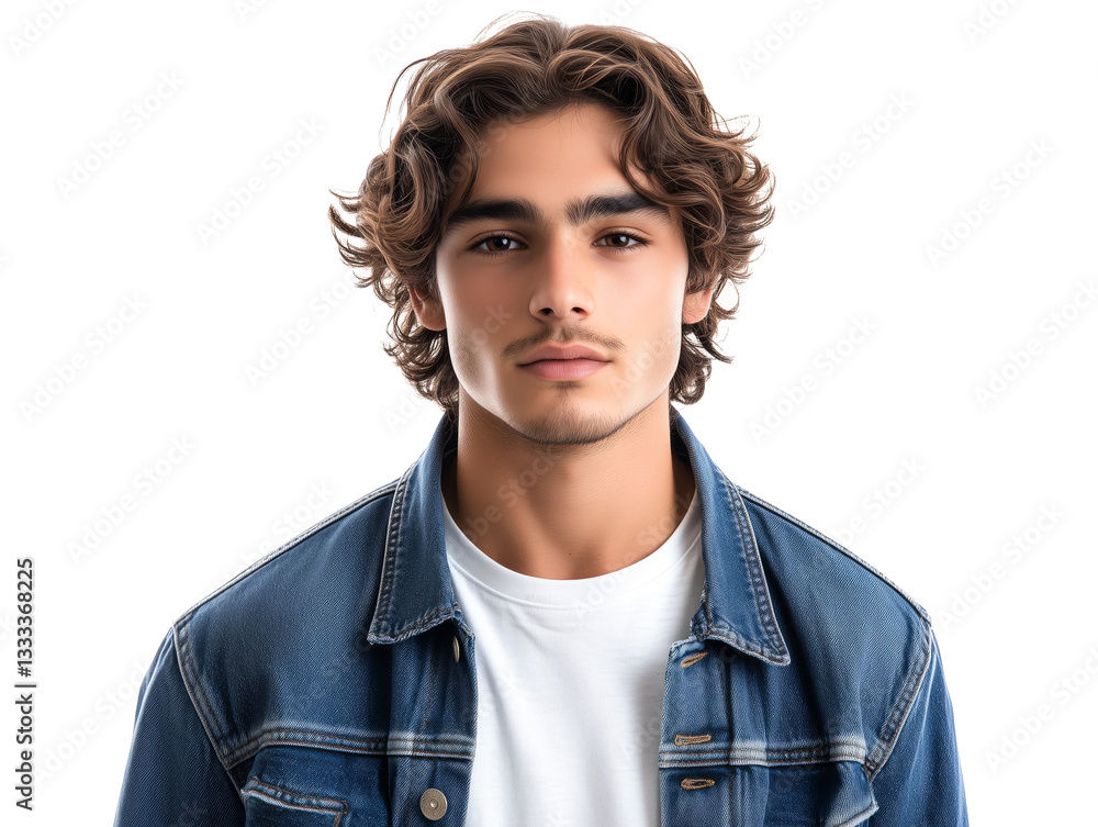 Confident Young Man in Blue Jean Jacket Isolated Confident Young Man in Blue Jean Jacket Isolated