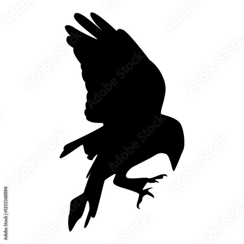 Halloween Crow Silhouette. Isolated on White Background. 